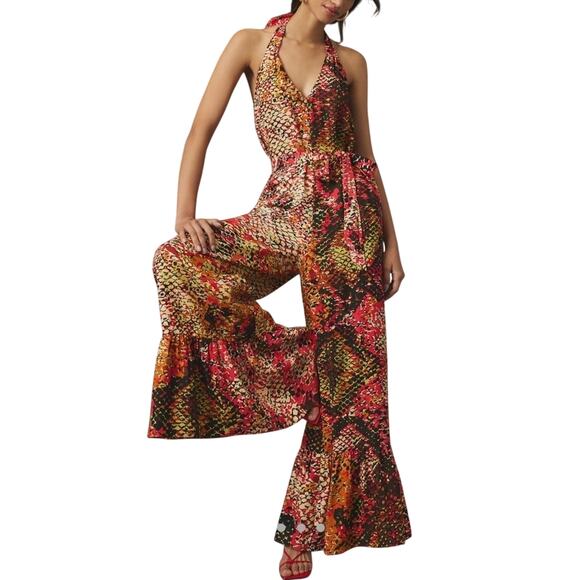 Anthropologie x Plenty by Tracy Reese Free Flow Jumpsuit Pink Python - Picture 1 of 6